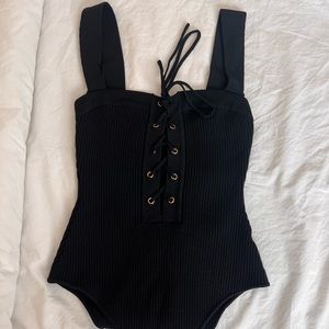 Black tie front bodysuit